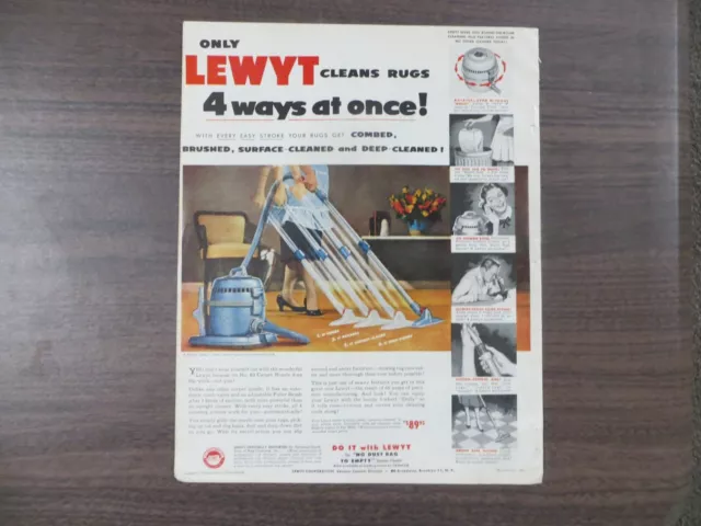 Vintage Magazine AD Lewyt Vacuum Cleaners Full Page Color 1954