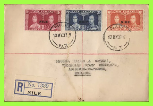 Niue 1937 KGVI Coronation set on registered First Day Cover