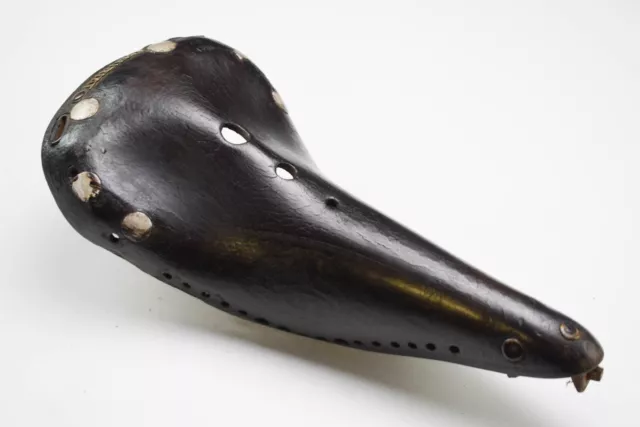 C.1930s BAURIAT LEATHER VINTAGE PRE-WAR FRENCH BICYCLE SADDLE