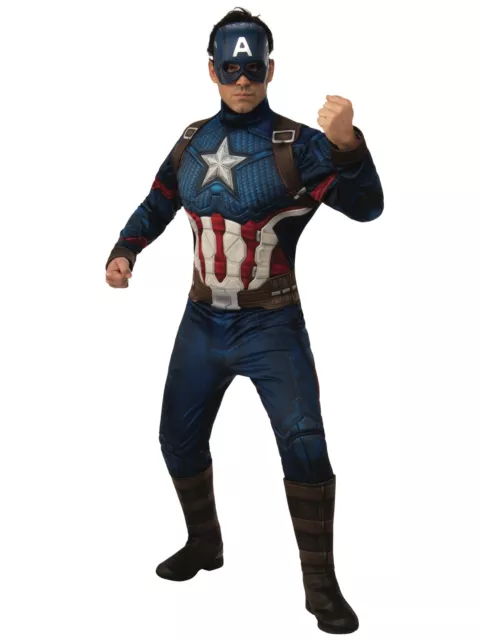 Captain America Deluxe Muscle Marvel Avengers Endgame Superhero Mens Costume STD