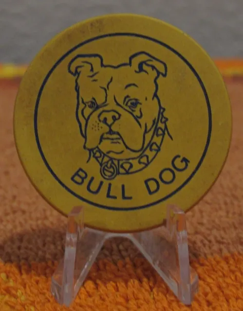 Vintage Bulldog Yellow Clay Poker Chip - Token