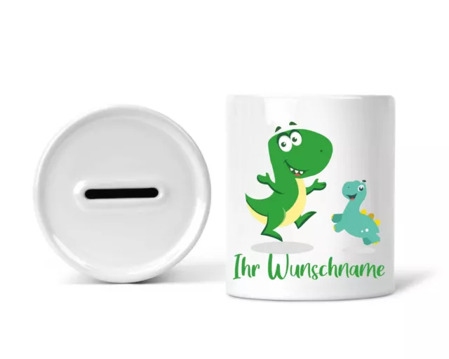 Kinder Spardose Dino Dinosaurier personalisiert mit Wunschnamen Geschenk.-Idee