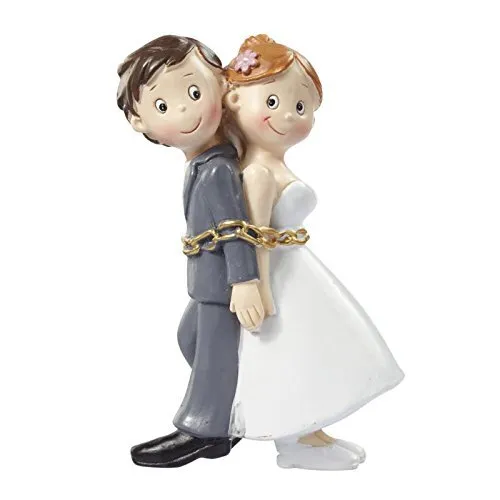 Figurine Couple de mariés enchaînés Décoration de gâteau 8 cm