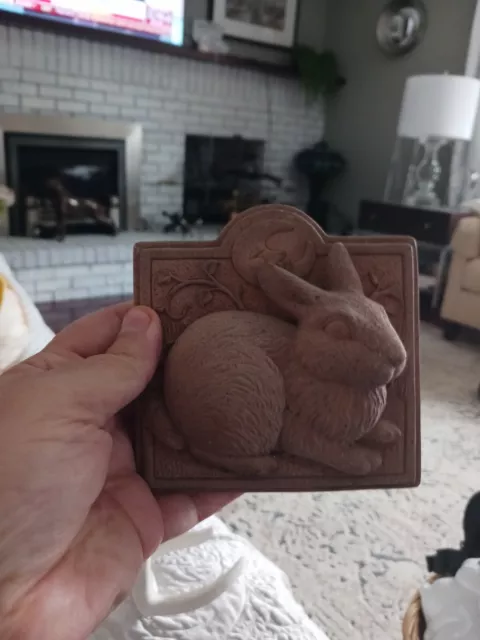 Art Pottery Hand Made Rabbit Figurine  Bunny Easter Man on the Moon 4x4.5