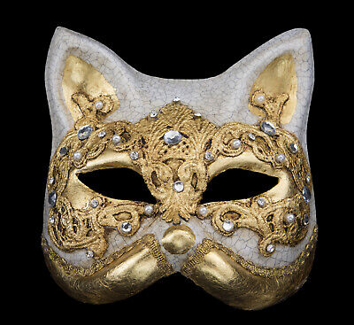 Mask from Venice Gatto Macrame Cat Golden Authentic IN Paper Mache 194