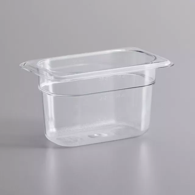 Bain Marie Tray / Clear Polycarbonate Food Pan Gastronorm 1/9 Size 100mm Deep