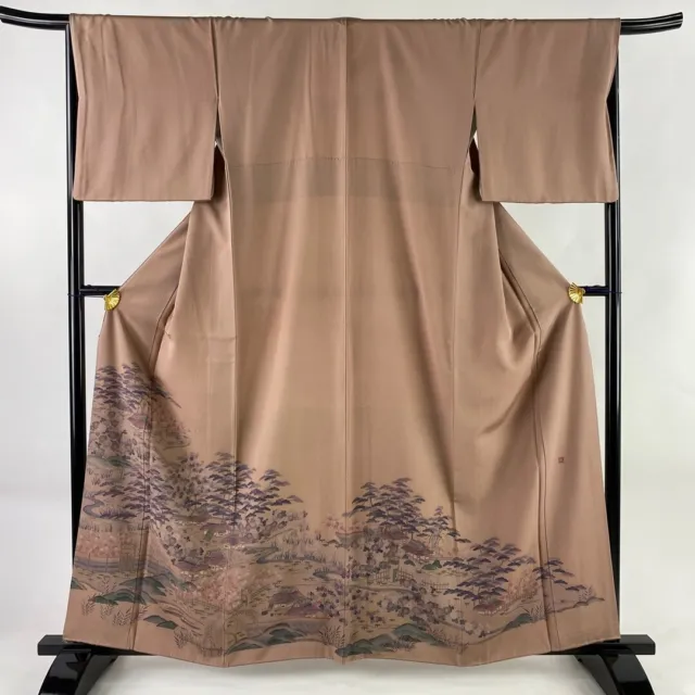 JAPANESE KIMONO IROTOMESODE 151cm 4' 11" PURE SILK VINTAGE ANTIQUE 7018