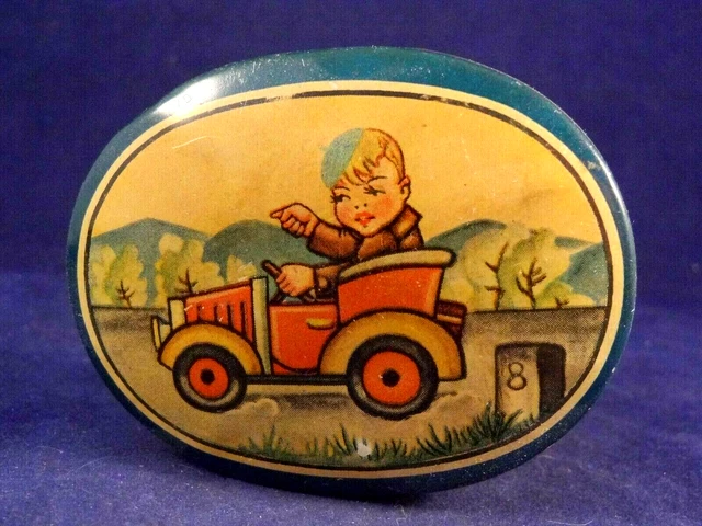 Ancienne Boîte En Tôle - Voiture à Pédales Décapotable Pour Enfants, Promo HARIBO, Années 50
