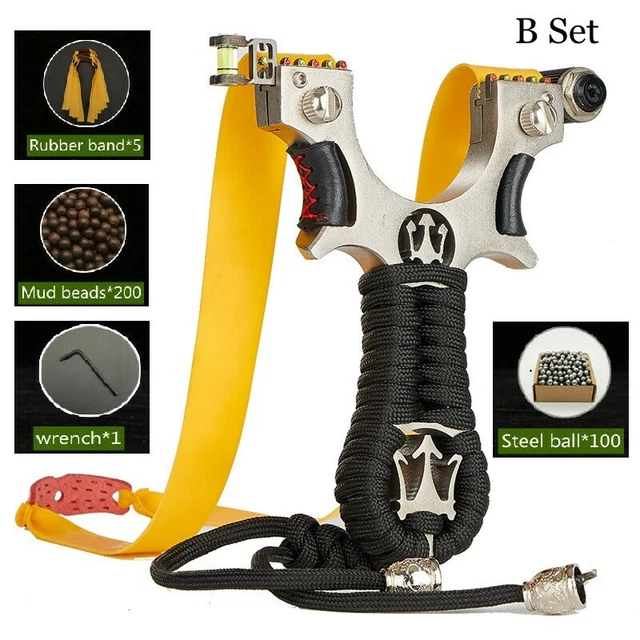 Fionda Da Caccia Professionale: Catapulta Robusta Per Esterno Con 6 Elastici Di Ricambio Inclusi