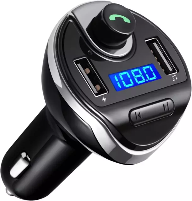 Criacr (Upgraded Version) Bluetooth FM Transmitter for Car, Set, Black