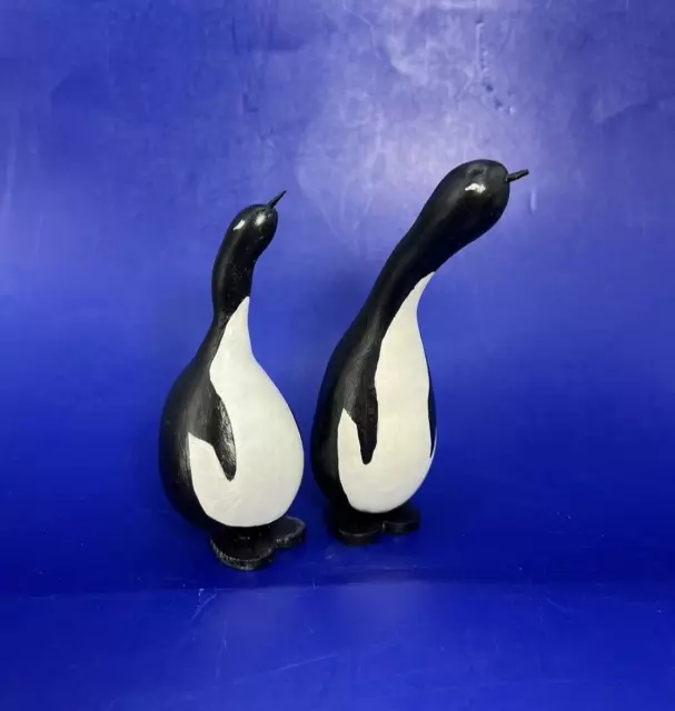 2 Gourd PENGUIN Bird Artisan Figurine Handcrafted Folk Art Signed Frances Cooper