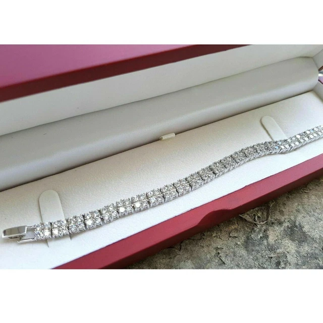 14CT Round Cut Lab Created Diamond 2 Rows Tennis Bracelet 14K White Gold Plated 14CT Round Cut Lab Created Diamond 2 Rows Tennis Bracelet 14K White Gold Plated