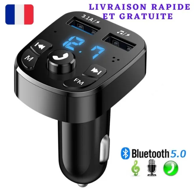 Lecteur MP3 Transmetteur FM Bluetooth pour Voiture,carte SD,2 USB,Kit Main Libre