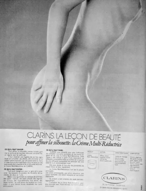 Publicité 1978 Clarins La Crème Multi Réductrice Affiner La Silhouette Seins Nus