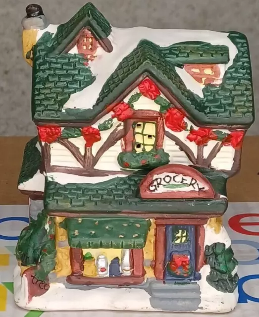 Grocery Store Christmas Village House Ceramic Light Up No Light Included