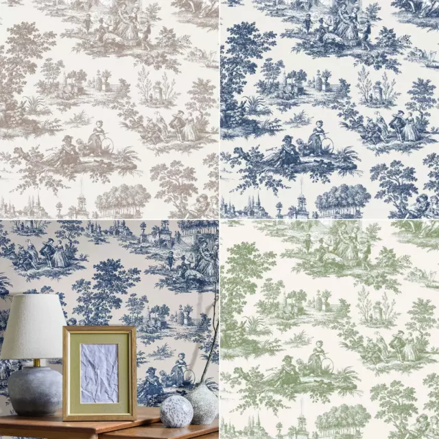 Cottage Chic Toile Wallpaper Paesaggio Barocco Galerie