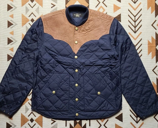 DOUBLE RL RRL Ralph Lauren Leather Yoke Diamond Quilted Western Jacket