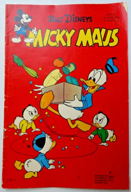 1 Micky Maus Heft Nr. 13 aus 1963, mit Schnipp und Sammelbild, Zustand 2+