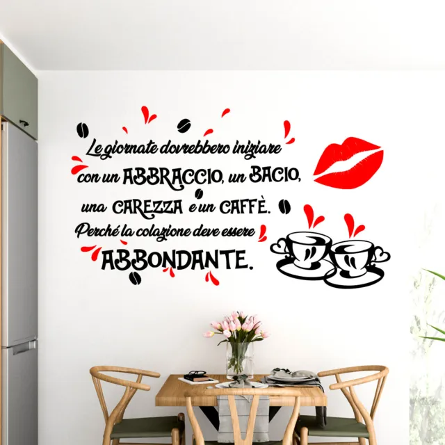 ADESIVI MURALI CUCINA frasi caffè decorazione da parete wall