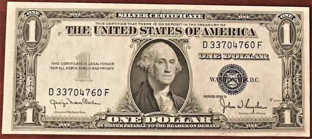 1935 Series D $1.00 Silver Certificate - AU+