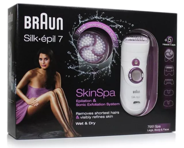 Braun Silk-épil SkinSpa 7951 Ladies Wet/Dry Epilator & Exfoliator Legs Body Face