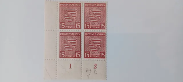 Briefmarken Provinz Sachsen  4x15 Pfennig 1945 Block SBZ  postfrisch