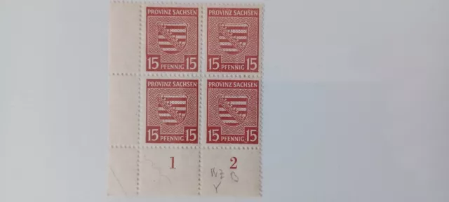  Briefmarken Provinz Sachsen  4x15 Pfennig 1945 Block SBZ  postfrisch