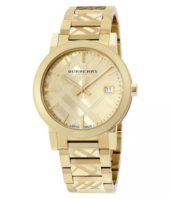 New Genuine Burberry Unisex Watch Stainless Steel The City Bu9038 Yellow Gold 2