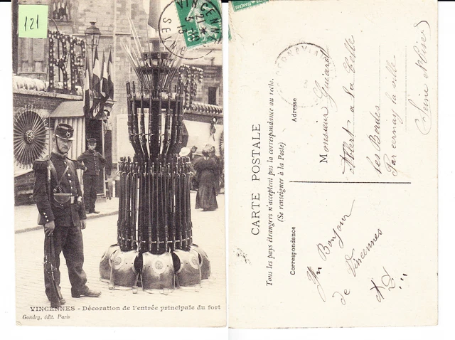 French soldiers entrance Fort de Vincennes Grande Guerre photo on CPA lot121