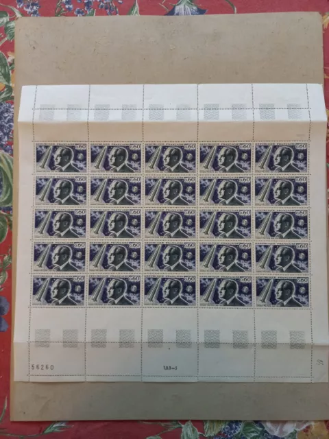 France 1967. FEUILLE COMPLETE de 25 TIMBRES NEUFS N° 1526. Esnault-Pelterie.