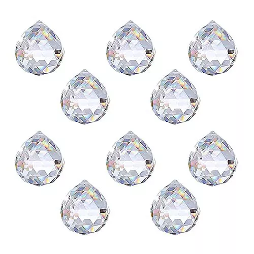 RNHDLY 10Pcs Prisme de Boule de Cristal Clair 20mm Attrape Soleil Cristal Boule