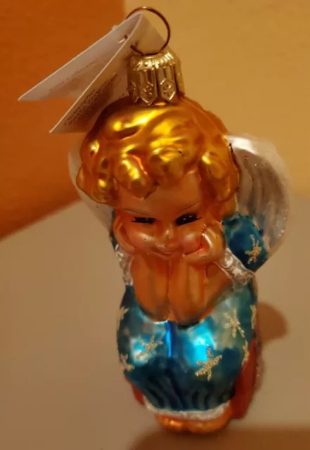 Retired 1997 Christopher Radko Lil Miss Angel Blown Glass Christmas Ornament