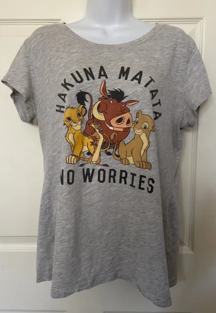 Disney Womens/Juniors L Gray The Lion King Hakuna Matata No Worries Shirt XXL 19