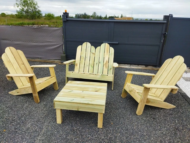 Salon de Jardin Style fauteuil Adirondack en Bois neuf