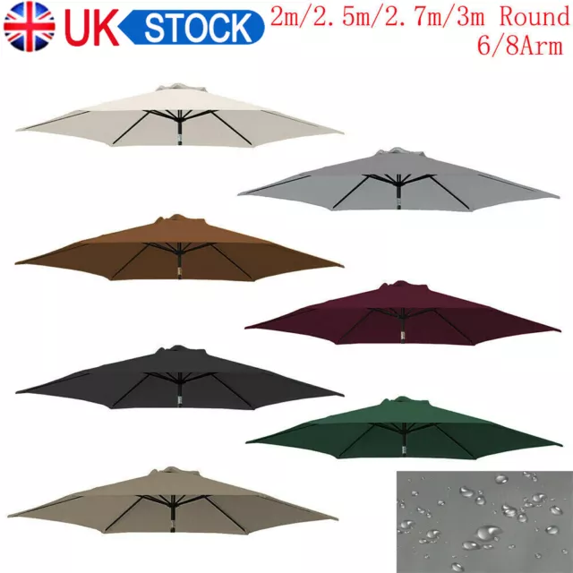 2m 2.5m 2.7m 3m 3x2m Replacement Fabric Garden Parasol Canopy Cover 6 or 8 Arm