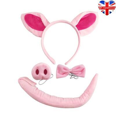 4pcs PIG FANCY DRESS SET EARS NOSE AND TAIL ANIMAL COSTUME OUTFIT ACCESSORY