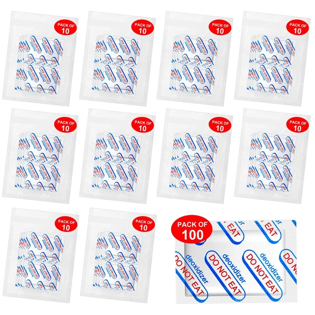 100 Packs 300CC Oxygen Absorbers (10 Packs in Individual Vacuum Bag)