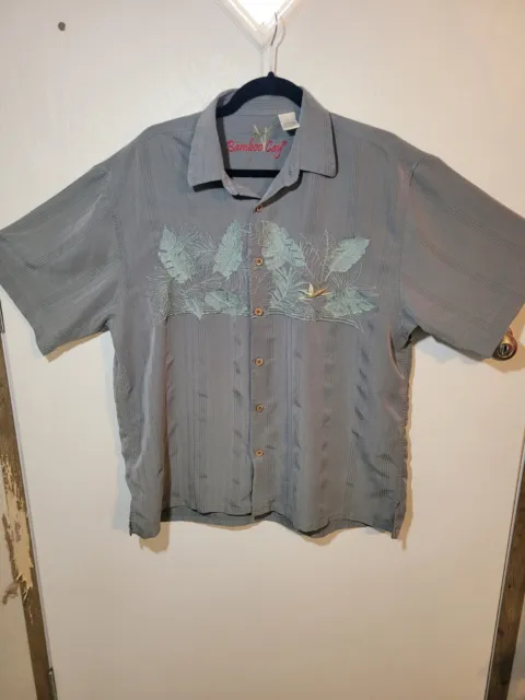 BAMBOO CAY WOOD Button Shirt Men Large Button Down Hawaiian Style ...