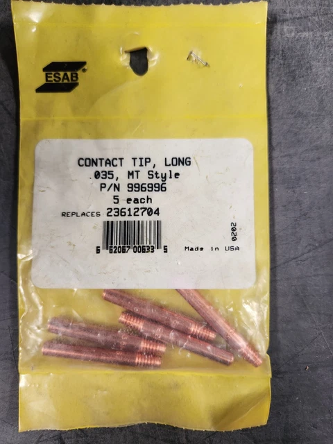 ESAB 996996 Contact Tip, Long, .035 MT Style, 5PK