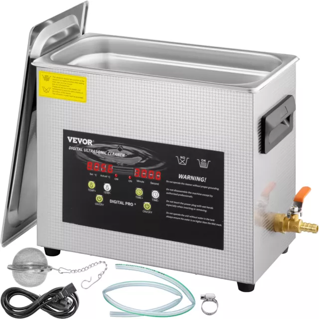 VEVOR Ultrasonic Cleaner 6L Cleaning Equipment 580w Industry Heated w/Timer