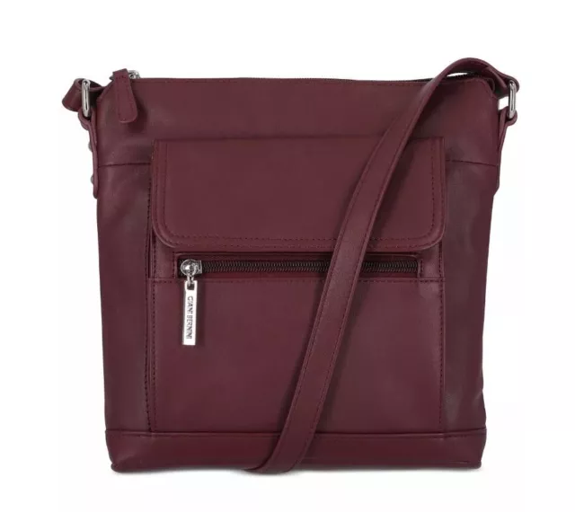 GIANI BERNINI Nappa Venice genuine leather  crossbody organizer bag  - WINE