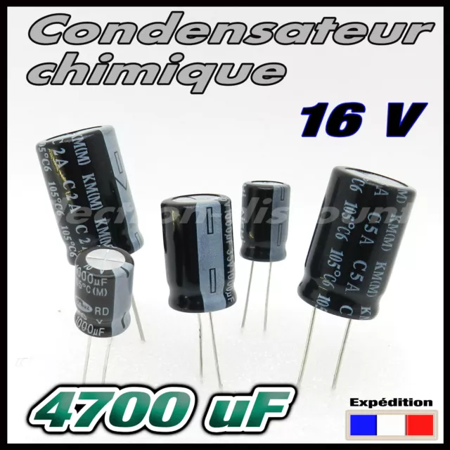 16/4700# 1 à 10 pcs Condensateur chimique 4700µF 16v  85°  - capacitor 4700uf