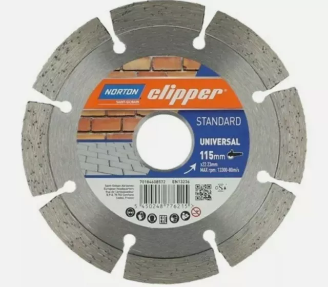 Norton Clipper 115 x 22.23mm Universal Standard Diamond Blade for Bricks Tiles