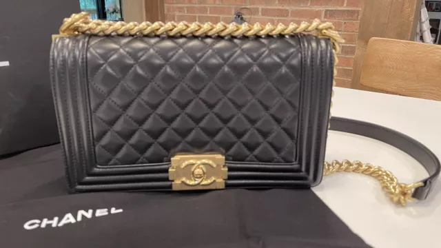 EUC 2016 CHANEL Le Boy black Lambskin quilt old medium $5,000.00