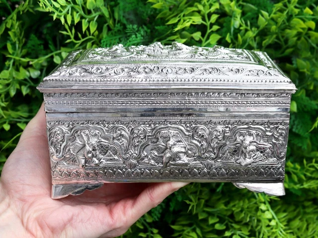 Antique Burmese Silver Box Circa 1890 2