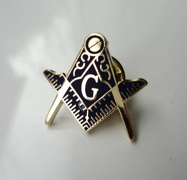 Freemason Masonic lapel pin badge Geometry Square Compass Mason Gold Blue