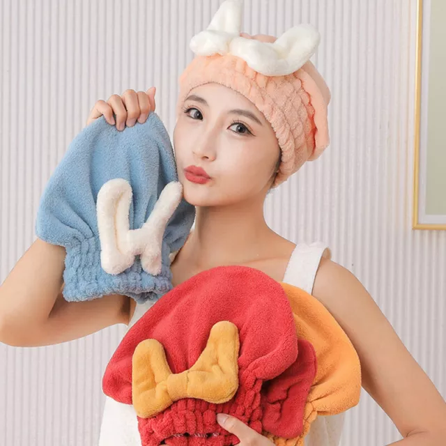 Bowknot Hair Drying Bath Cap Super Absorbent Hair Wrap Towel Cap Bathing Cap