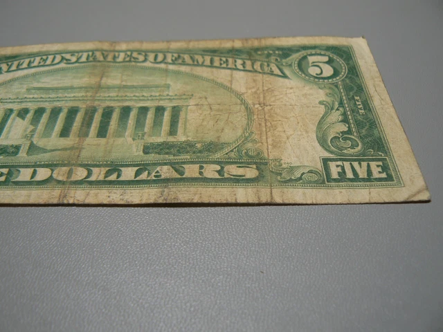 1928 Five Dollar Bill $5 United States Note Red Seal 6