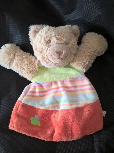 Doudou Marionnette Chat Beige Fidjy Tifoo Vert Orange Noukie's