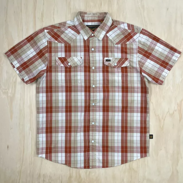 Howler Bros Pearl Snap Shirt Men Small Check Plaid Pocket Fishing Outdoor Hiking